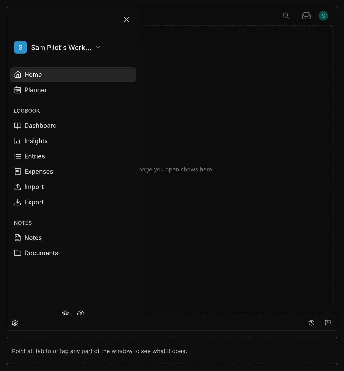 Home, example screen