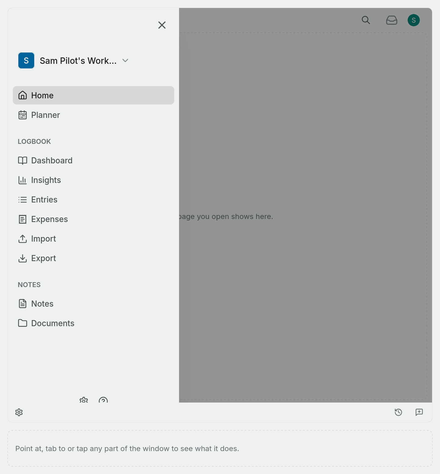 Home, example screen